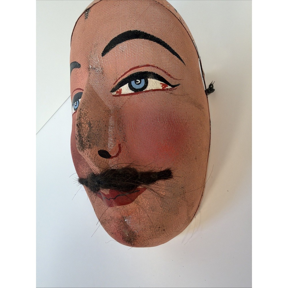 Antique Painted Wire Mesh Mask Odd Fellows Folk Art - Curator Collection LA - Picture 8 of 8